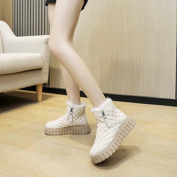 Women's Winter Boots with Fur Lining | Stylish Zipper Design