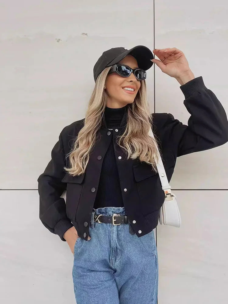Women's Cropped Bomber Jacket | Casual Outerwear