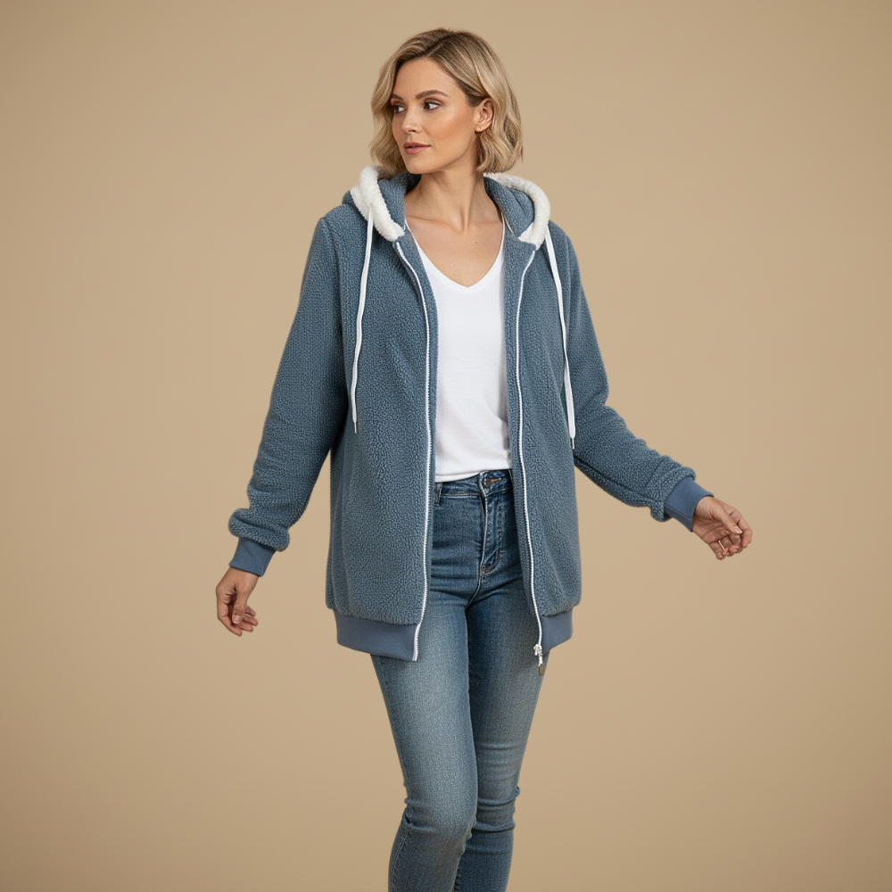 Women's Fleece Hooded Jacket | Casual Womens Coats
