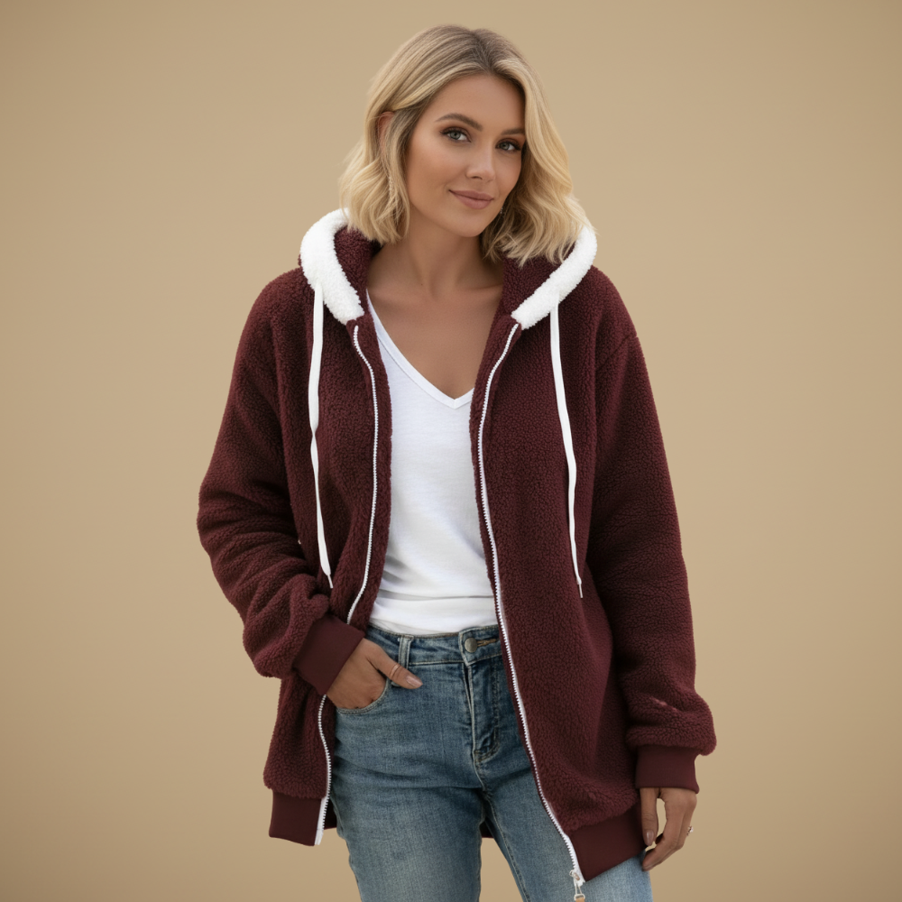 Women's Fleece Hooded Jacket | Casual Womens Coats