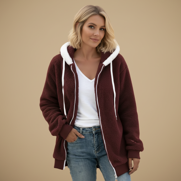 Women's Fleece Hooded Jacket | Casual Womens Coats