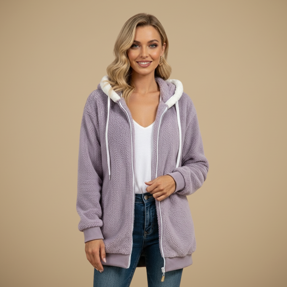 Women's Fleece Hooded Jacket | Casual Womens Coats