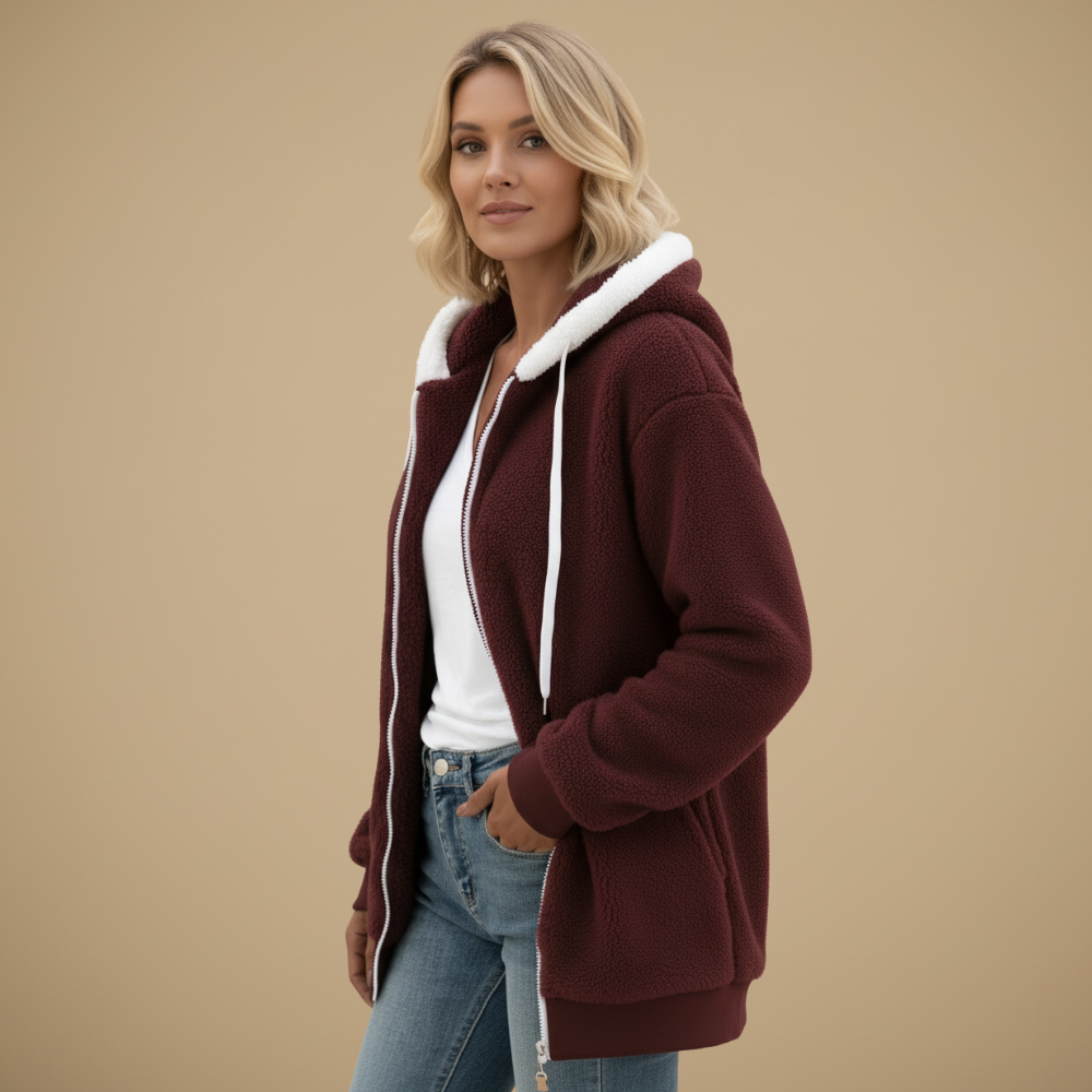 Women's Fleece Hooded Jacket | Casual Womens Coats