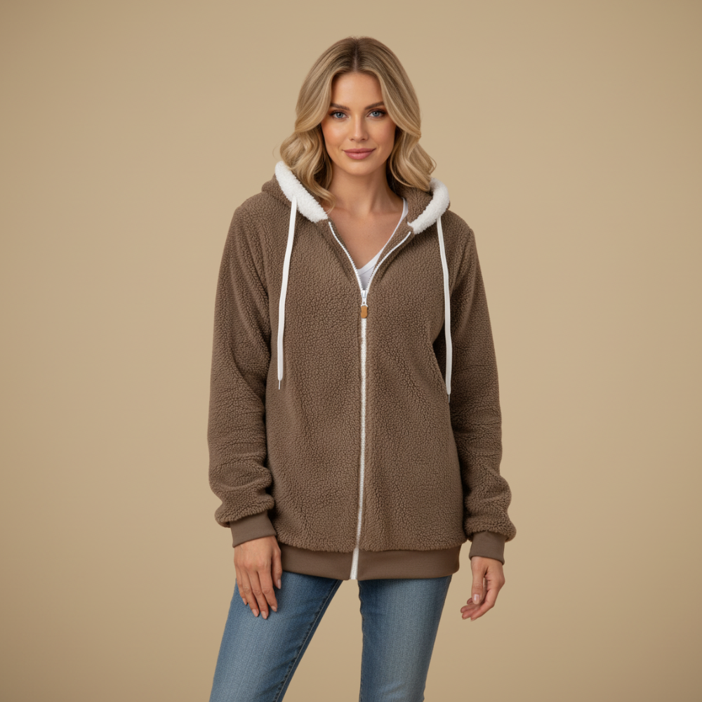 Women's Fleece Hooded Jacket | Casual Womens Coats