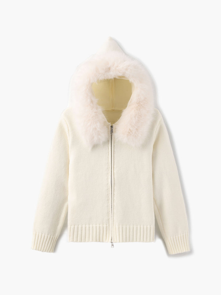 Women's Hooded Cardigan Sweater with Faux Fur Trim | Cardigan