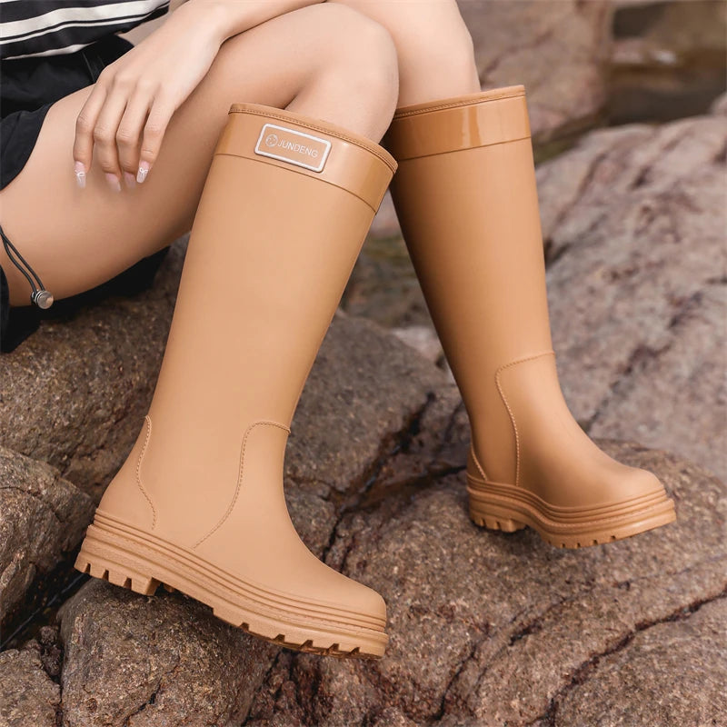 Women's High-Tube Waterproof Rain Boots | Durable PVC Rubber