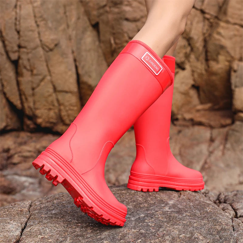 Women's High-Tube Waterproof Rain Boots | Durable PVC Rubber