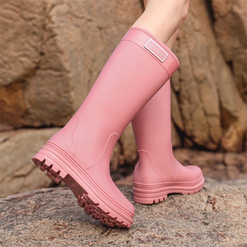 Women's High-Tube Waterproof Rain Boots | Durable PVC Rubber