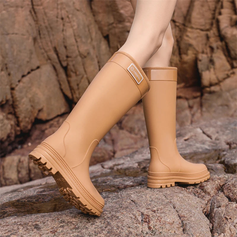 Women's High-Tube Waterproof Rain Boots | Durable PVC Rubber