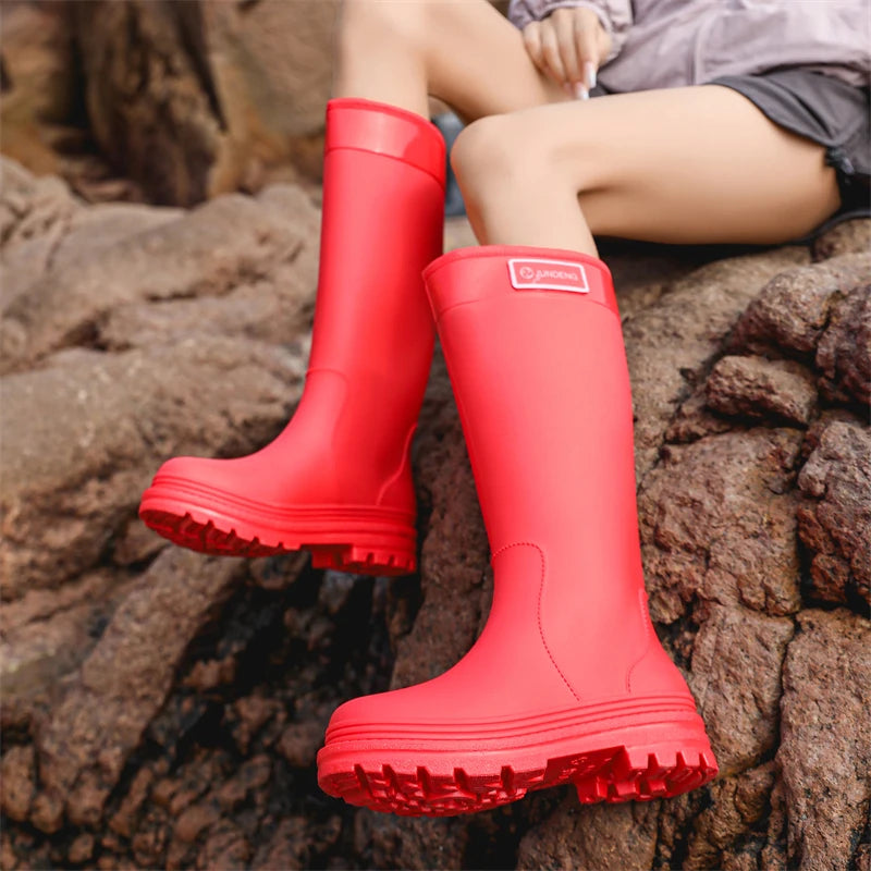 Women's High-Tube Waterproof Rain Boots | Durable PVC Rubber