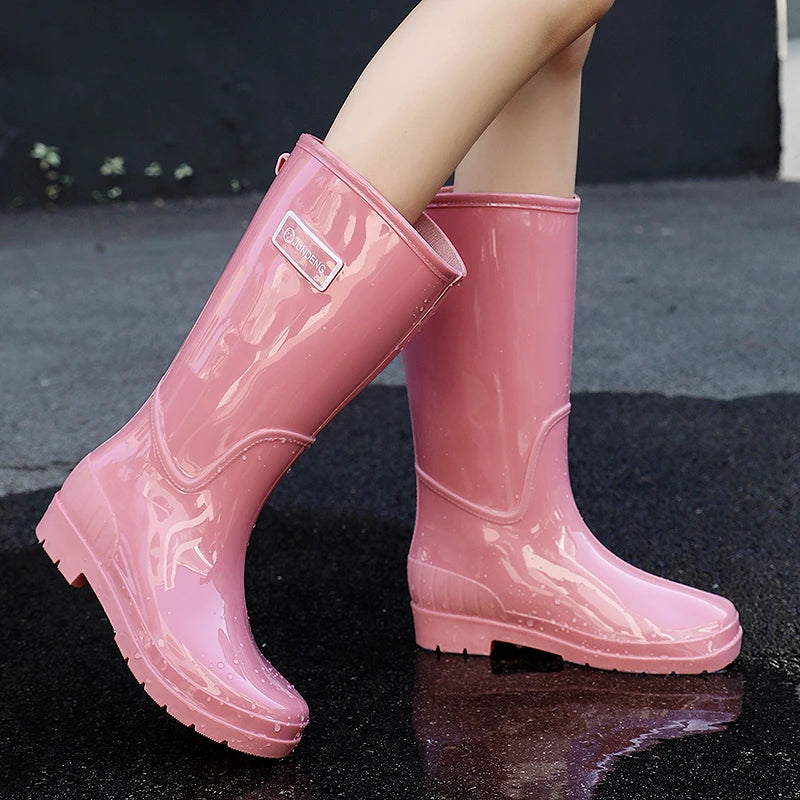 Women's High-Tube Waterproof Rain Boots | Durable PVC Rubber