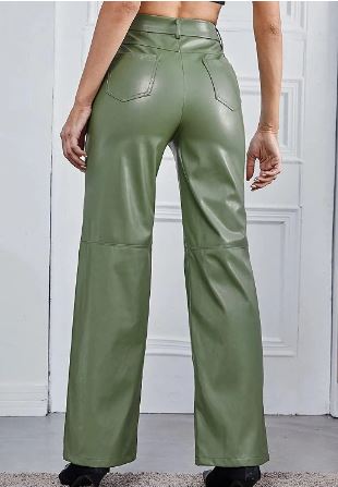 Women's High-Waist Wide Leg Leather Pants | Stylish Full Length