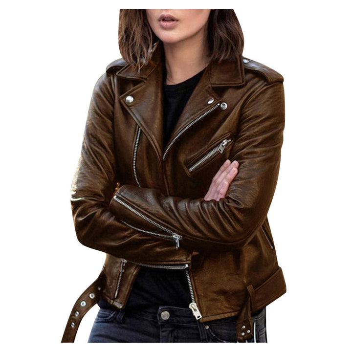 Women's Leather Jacket | Casual Biker Zip-Up Design