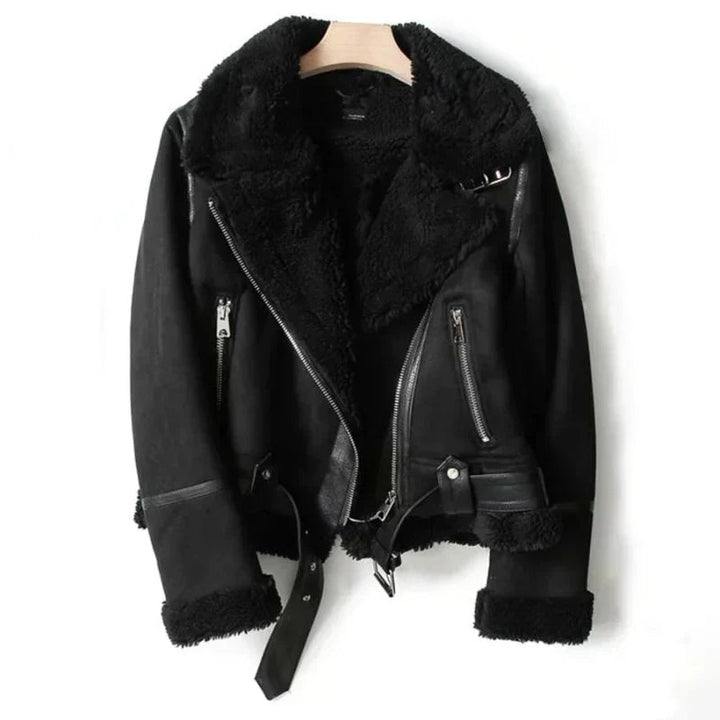 Women's Leather Jacket with Belt | Fashion Outerwear