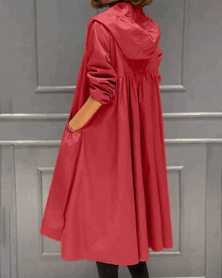 Women's Long Hooded Rain Jacket | Waterproof Rain Coat Women