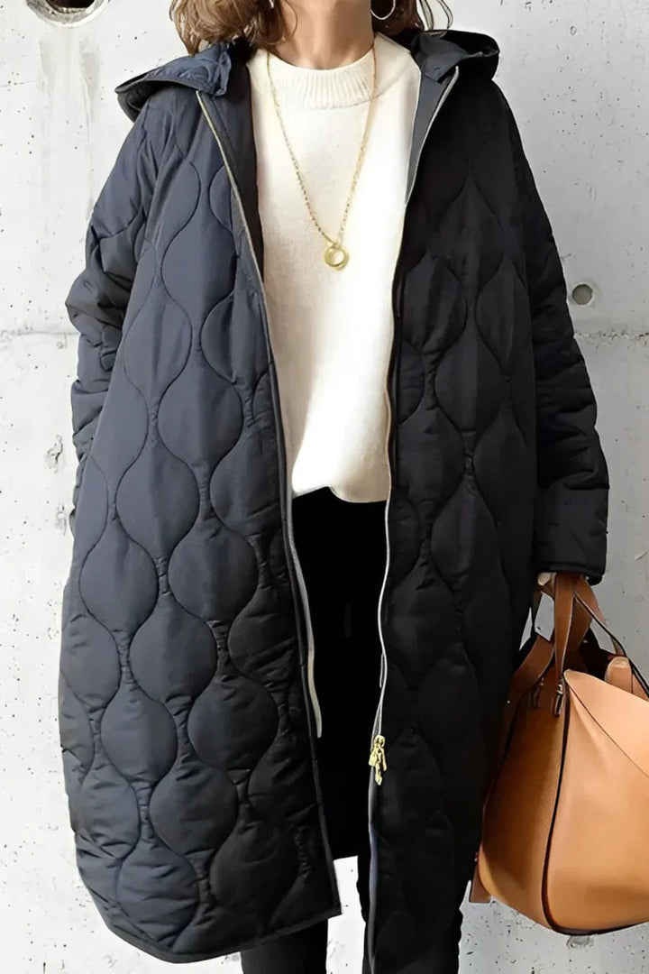 Women's Long Puffer Coat | Quilted Hooded Winter Outerwear