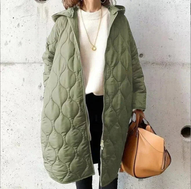 Women's Long Puffer Coat | Quilted Hooded Winter Outerwear