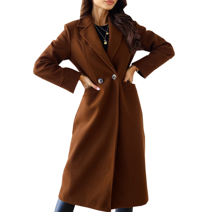 Women's Long Winter Coat | Classic Wool Cold Weather Outerwear