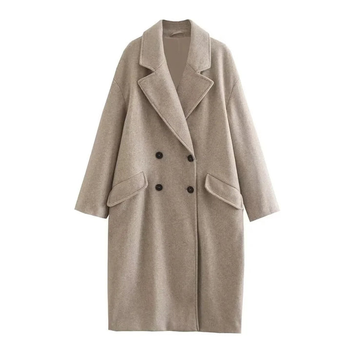 Women's Long Wool Coat with Flip Collar | Winter Coats Women