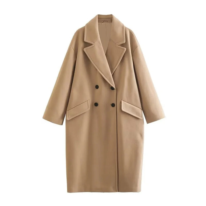 Women's Long Wool Coat with Flip Collar | Winter Coats Women