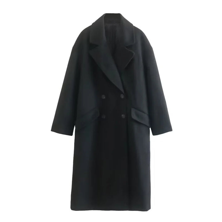 Women's Long Wool Coat with Flip Collar | Winter Coats Women