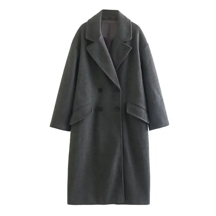 Women's Long Wool Coat with Flip Collar | Winter Coats Women