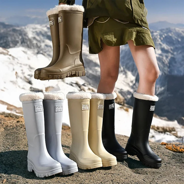Women's Mid-High Tube Waterproof Rain Boots | Durable Rubber Footwear