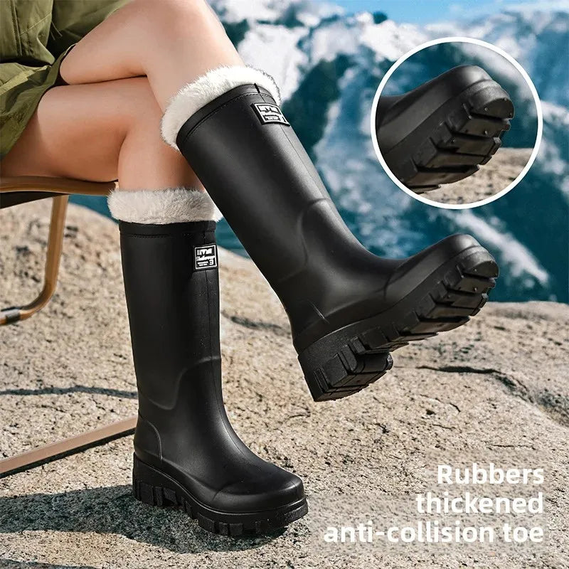 Women's Mid-High Tube Waterproof Rain Boots | Durable Rubber Footwear