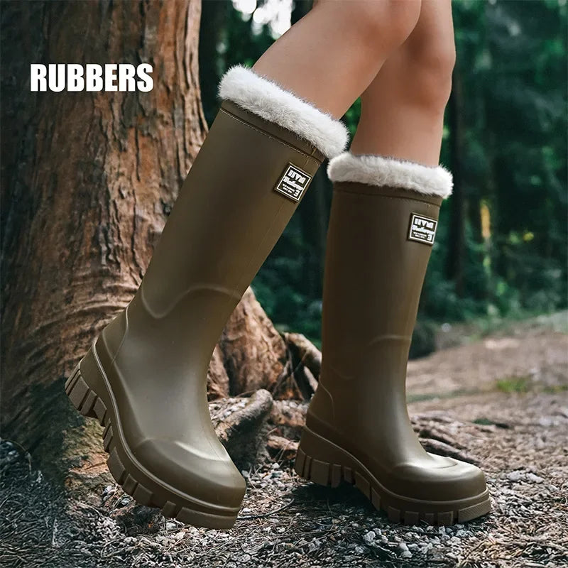 Women's Mid-High Tube Waterproof Rain Boots | Durable Rubber Footwear