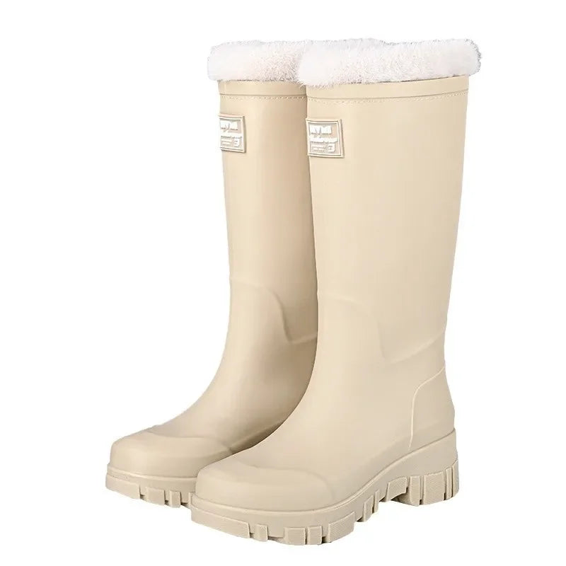 Women's Mid-High Tube Waterproof Rain Boots | Durable Rubber Footwear