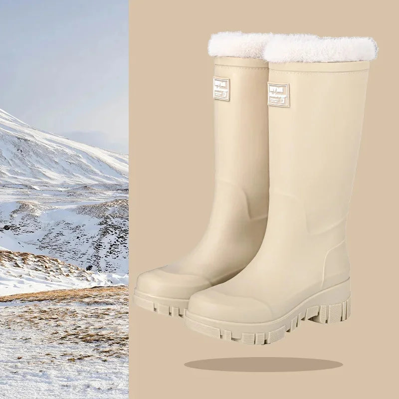 Women's Mid-High Tube Waterproof Rain Boots | Durable Rubber Footwear