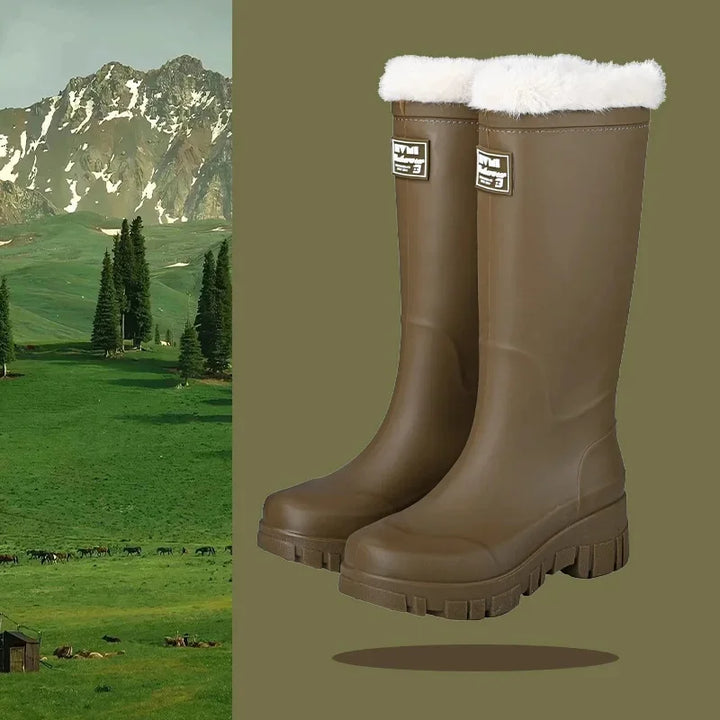 Women's Mid-High Tube Waterproof Rain Boots | Durable Rubber Footwear