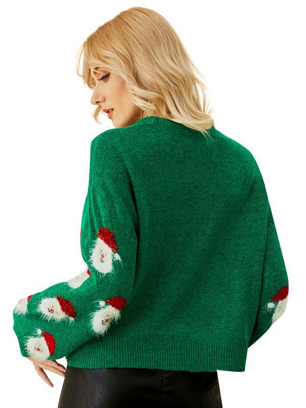 Women's Oversized Christmas Sweater | Santa Motif Knit