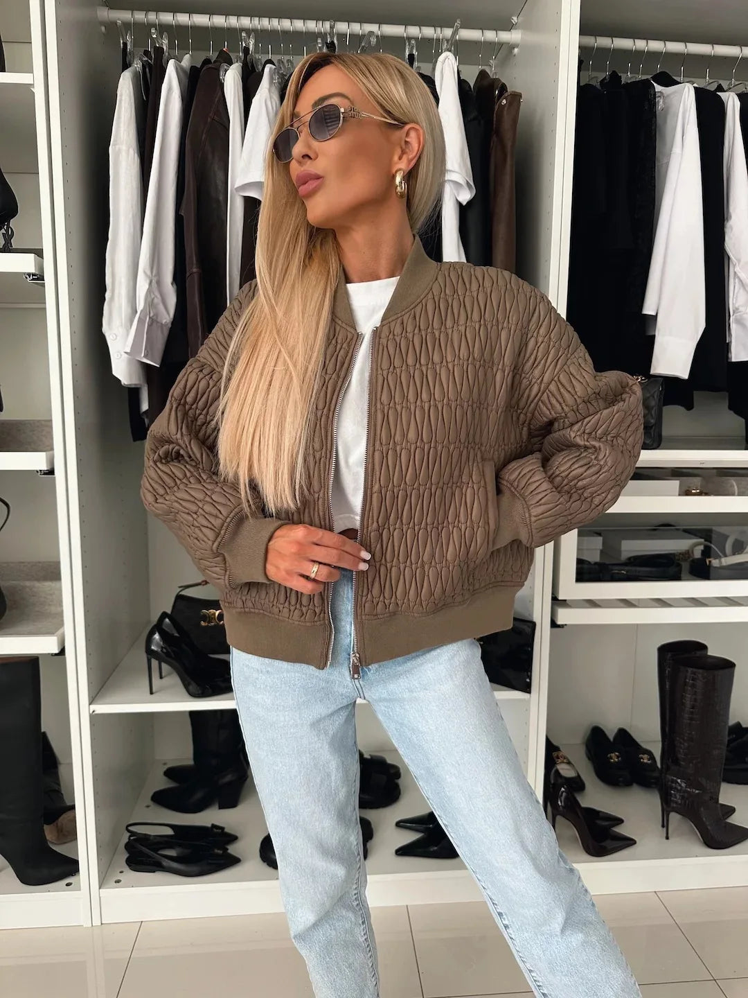 Women's Quilted Jacket | Casual Bomber Outerwear