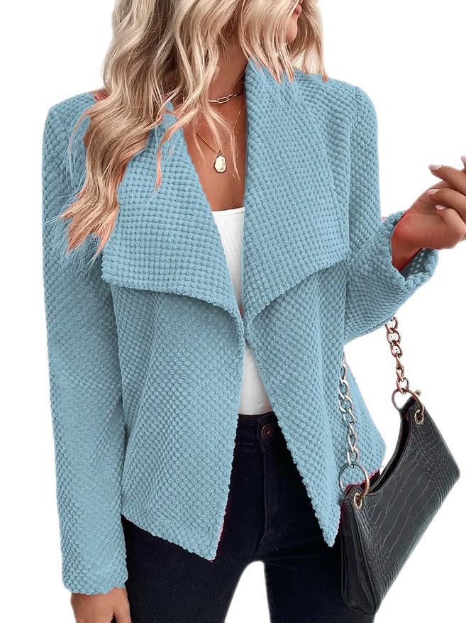 Women's Relaxed Fit Jacket | Waffle Structure Open Front