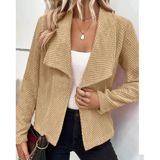 Women's Relaxed Fit Jacket | Waffle Structure Open Front