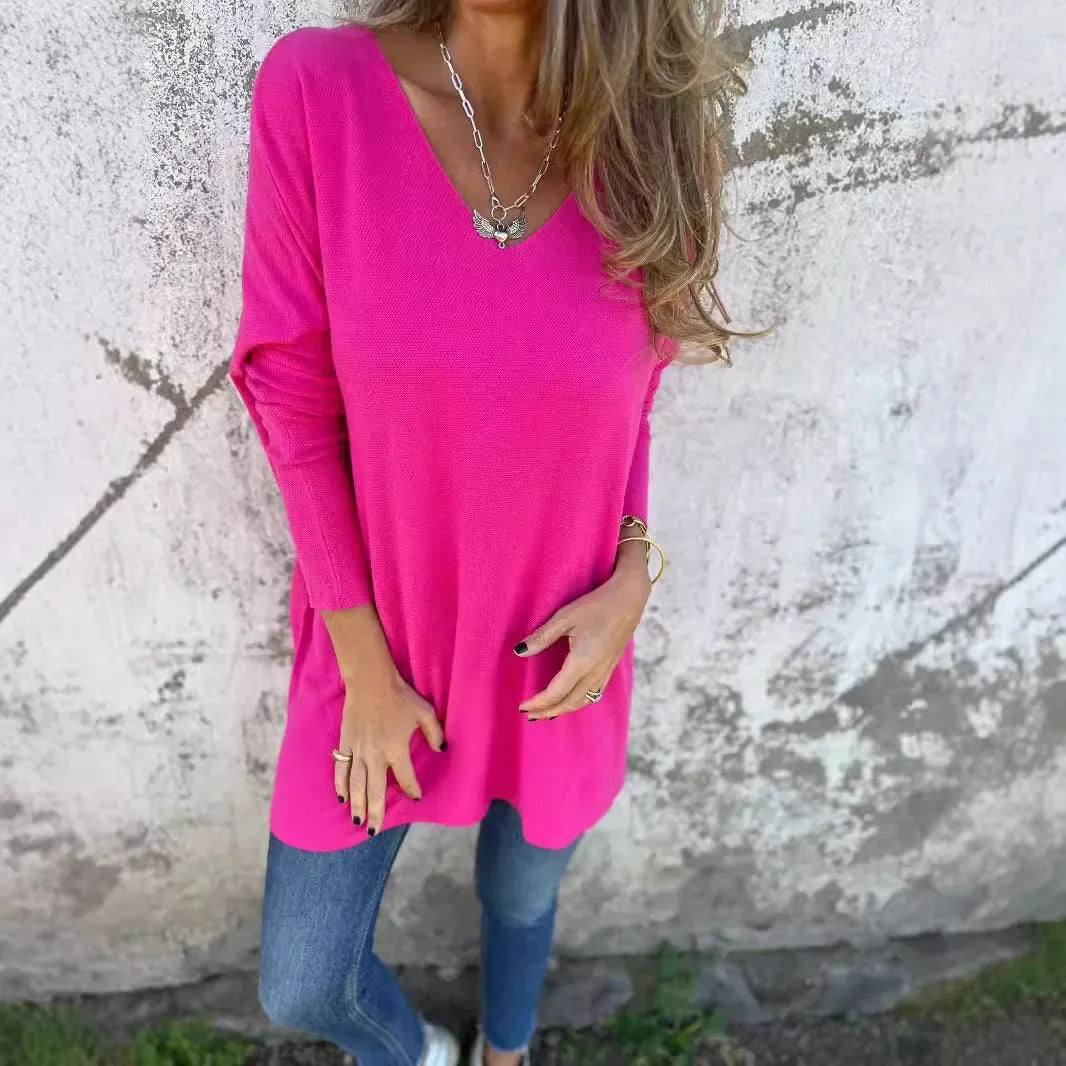 Women's Relaxed Fit Tunic | V-Neck Longline Tunic Top