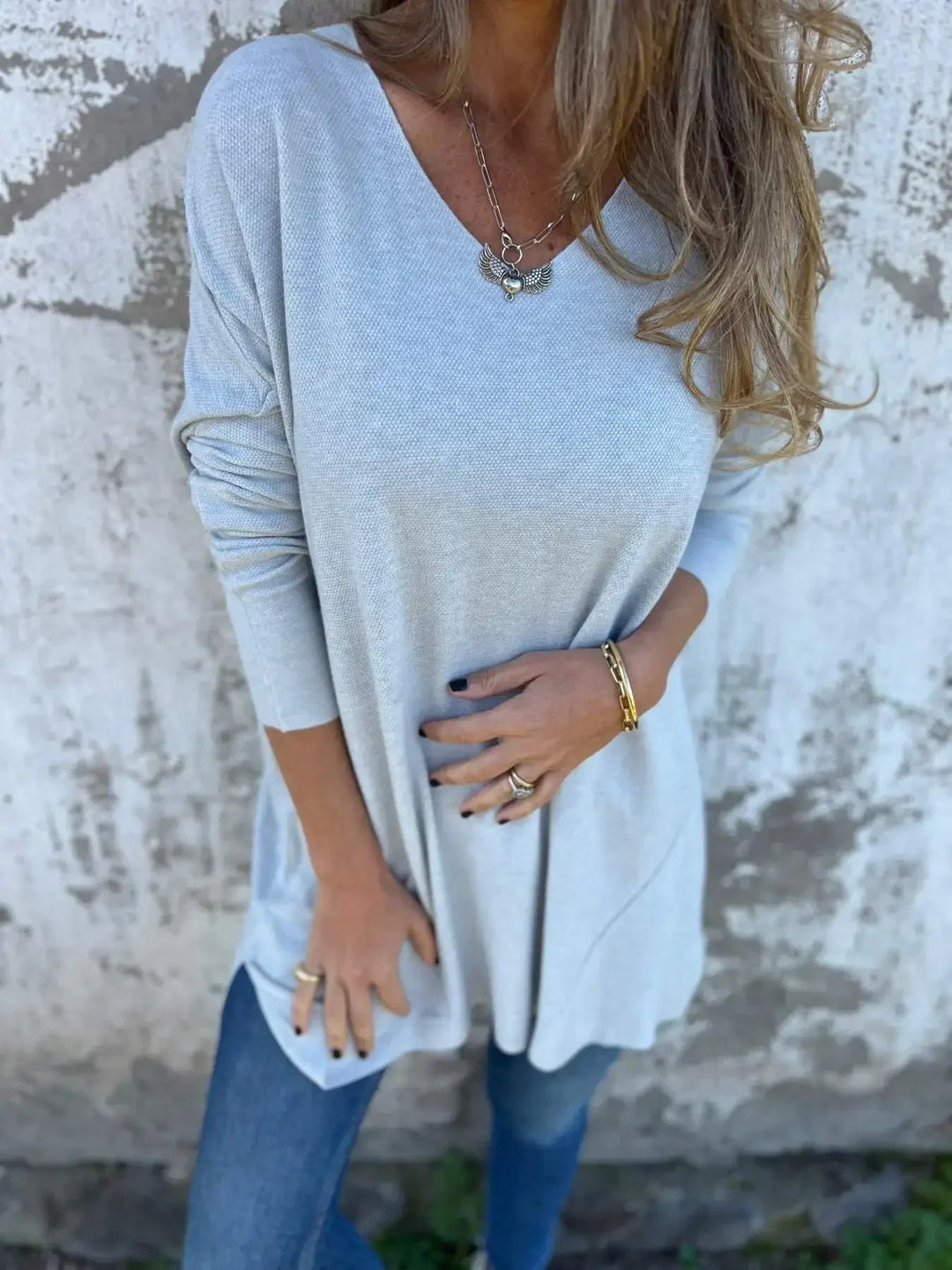 Women's Relaxed Fit Tunic | V-Neck Longline Tunic Top