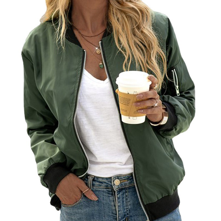 Women's Short Bomber Jacket | Stylish Zipper Design