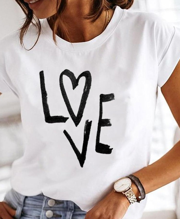 Women's Summer Crew Neck T-Shirt | Casual White Top