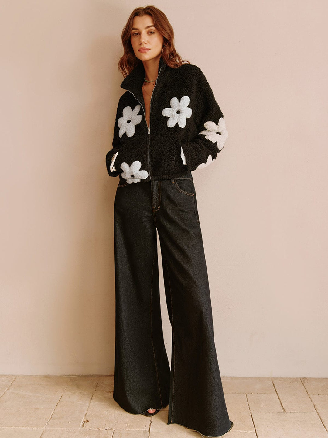 Women's Teddy Jacket with Floral Accents | Women's Jacket 3