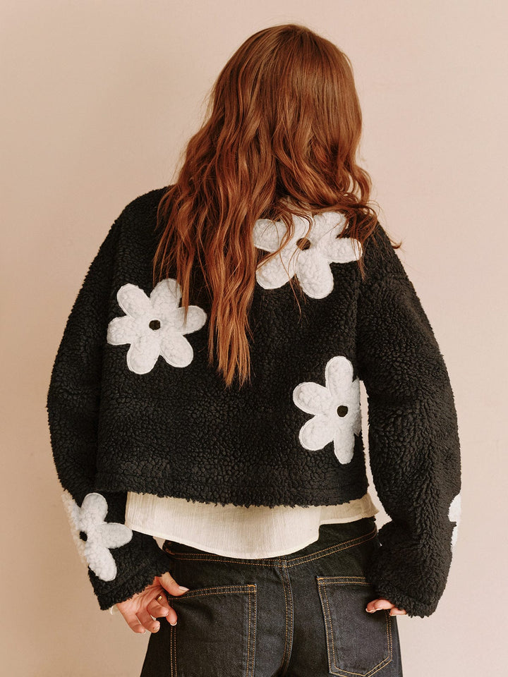 Women's Teddy Jacket with Floral Accents | Women's Jacket 6