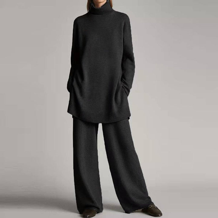 Women's Turtleneck Loungewear Set | Relaxed Wide-Leg Pants