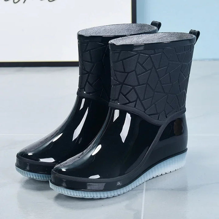 Women's Waterproof Mid-Calf Rain Boots | Non-Slip Rubber Design