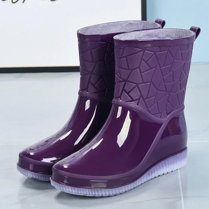 Women's Waterproof Mid-Calf Rain Boots | Non-Slip Rubber Design
