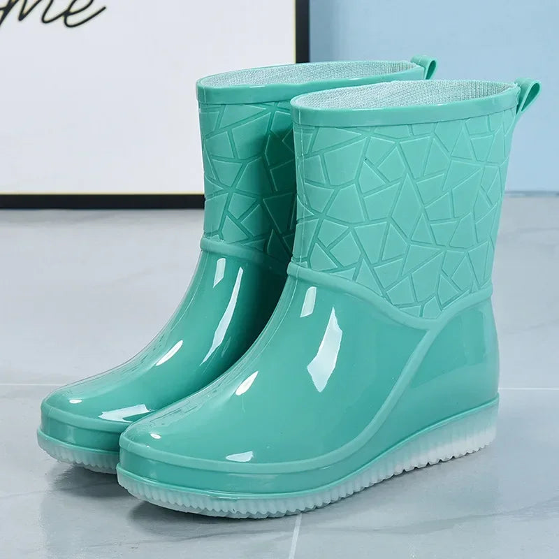 Women's Waterproof Mid-Calf Rain Boots | Non-Slip Rubber Design