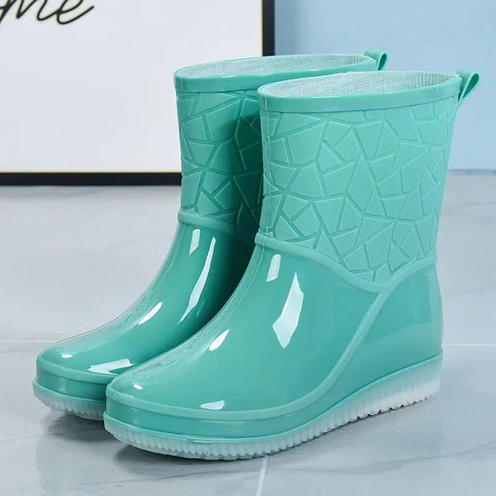 Women's Waterproof Mid-Calf Rain Boots | Non-Slip Rubber Design