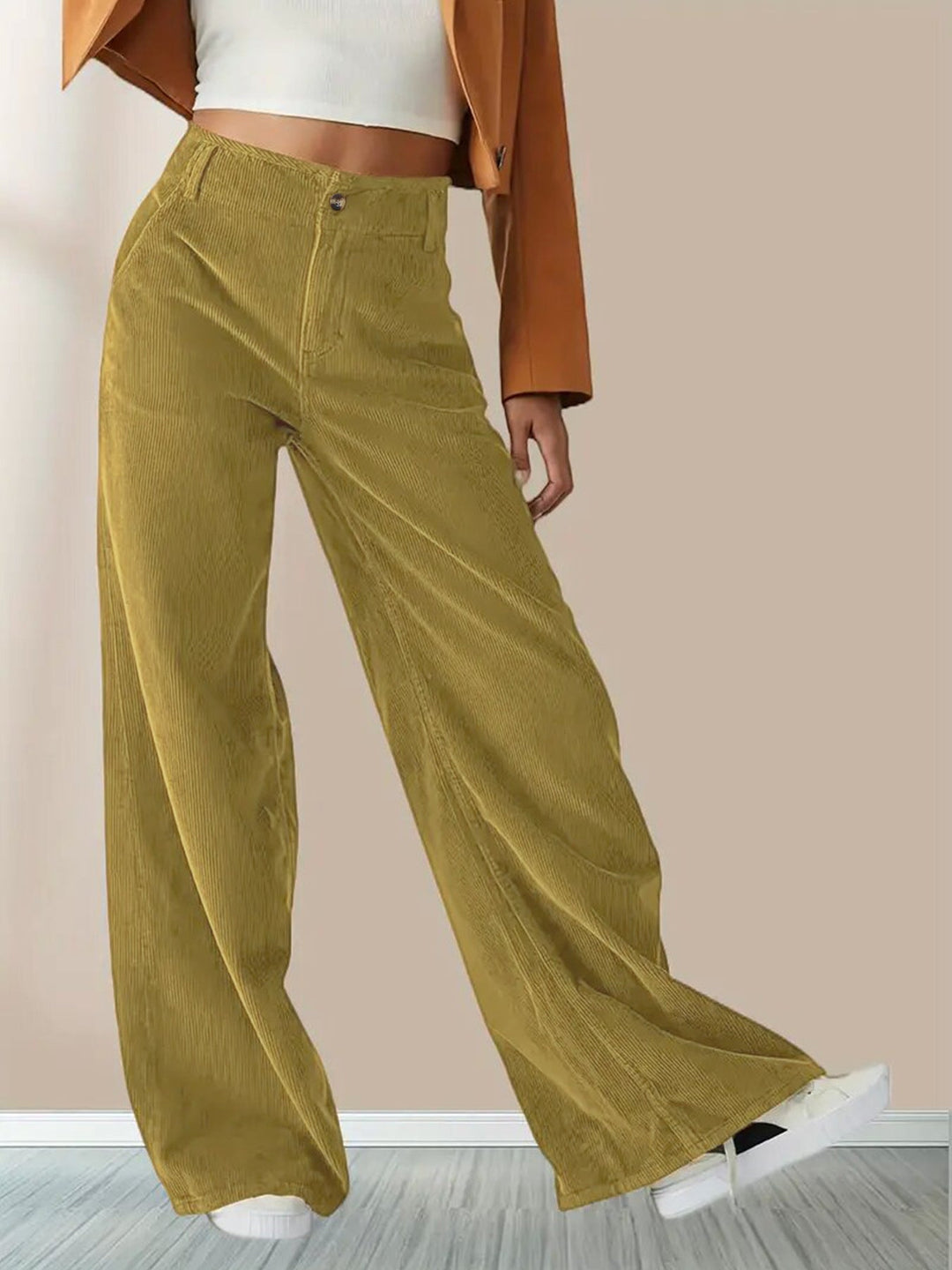 Women's Wide Leg Corduroy Trousers | Casual Chic Pants