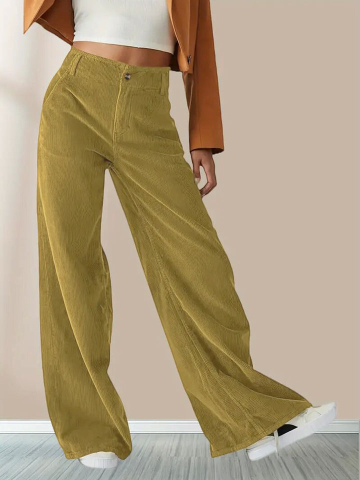 Women's Wide Leg Corduroy Trousers | Casual Chic Pants