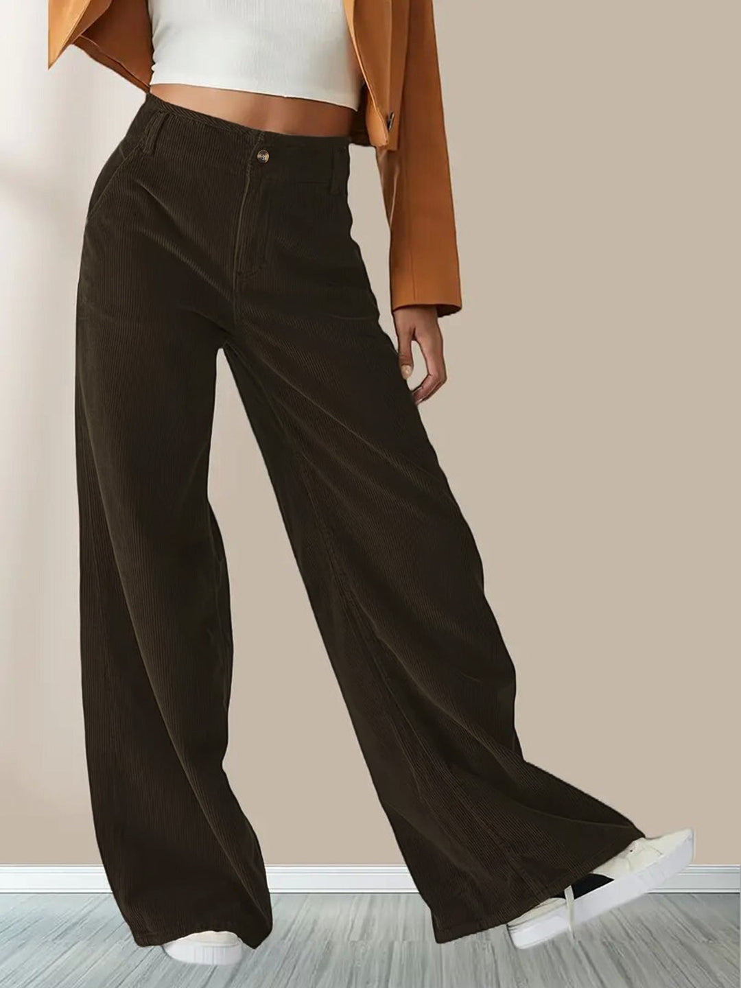 Women's Wide Leg Corduroy Trousers | Casual Chic Pants